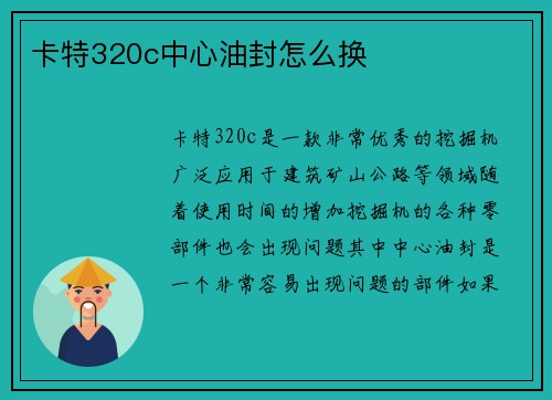 卡特320c中心油封怎么换